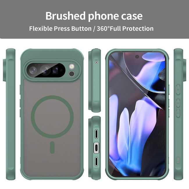 Husa pentru  Google Pixel 10 Pro XL cu protectie pentru lentile si MagSafe EasyCharge, Ghost Series Anti-ingalbenire, frosted - Verde