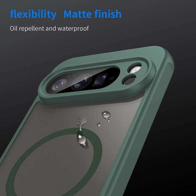 Husa pentru  Google Pixel 10 Pro XL cu protectie pentru lentile si MagSafe EasyCharge, Ghost Series Anti-ingalbenire, frosted - Verde