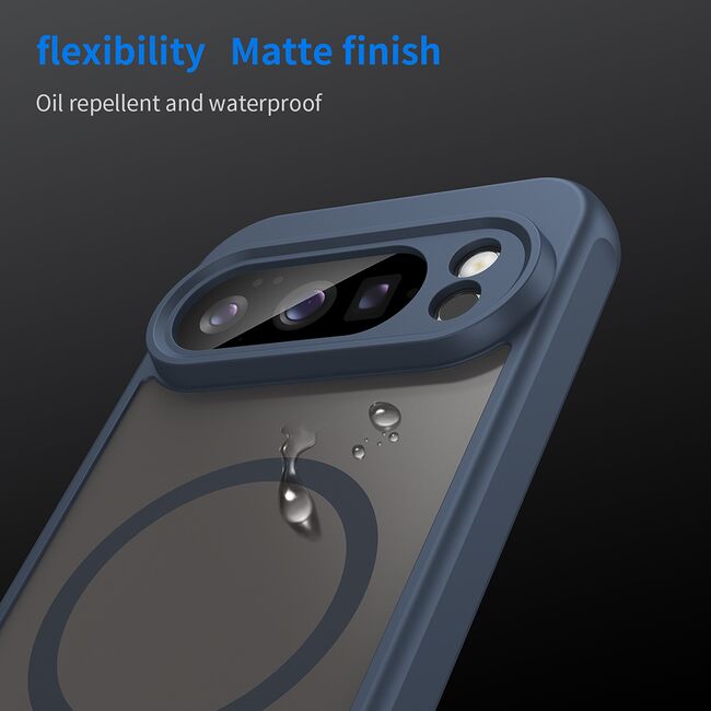 Husa pentru  Google Pixel 10 Pro cu protectie pentru lentile si MagSafe EasyCharge, Ghost Series Anti-ingalbenire, frosted - Albastru