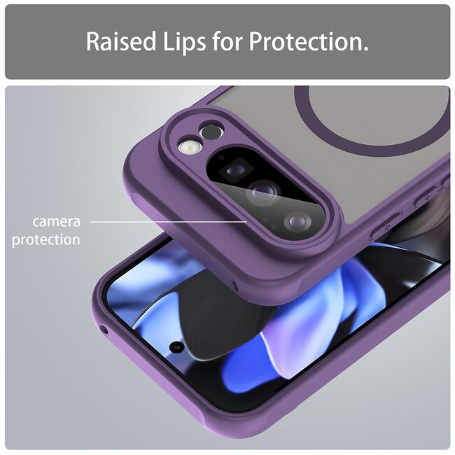 Husa pentru  Google Pixel 10 Pro cu protectie pentru lentile si MagSafe EasyCharge, Ghost Series Anti-ingalbenire, frosted - Mov