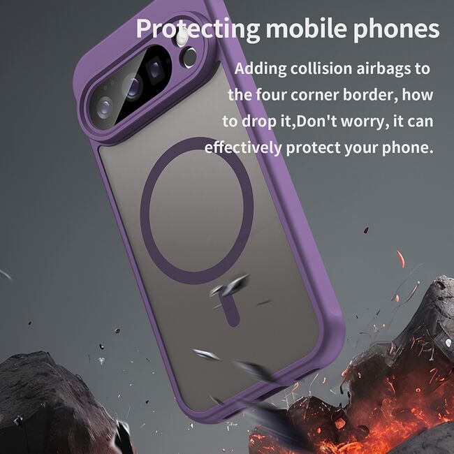 Husa pentru  Google Pixel 10 Pro cu protectie pentru lentile si MagSafe EasyCharge, Ghost Series Anti-ingalbenire, frosted - Mov