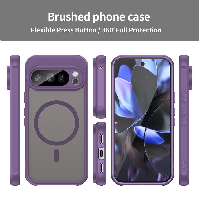 Husa pentru  Google Pixel 10 Pro cu protectie pentru lentile si MagSafe EasyCharge, Ghost Series Anti-ingalbenire, frosted - Mov