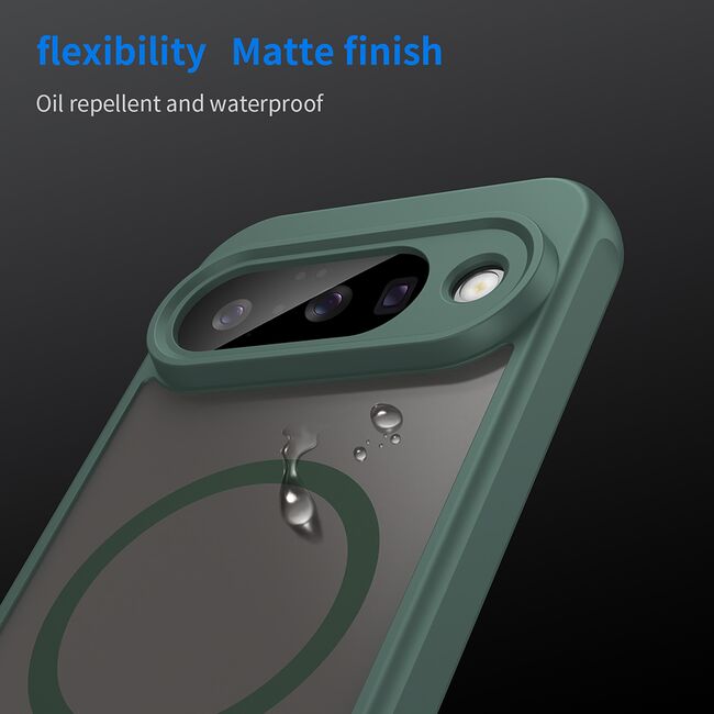 Husa pentru  Google Pixel 10 Pro cu protectie pentru lentile si MagSafe EasyCharge, Ghost Series Anti-ingalbenire, frosted - Verde