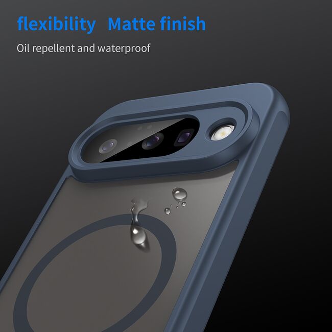 Husa pentru  Google Pixel 10 cu protectie pentru lentile si MagSafe EasyCharge, Ghost Series Anti-ingalbenire, frosted - Albastru