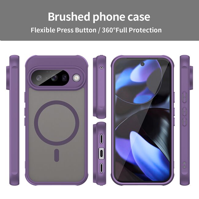 Husa pentru  Google Pixel 10 cu protectie pentru lentile si MagSafe EasyCharge, Ghost Series Anti-ingalbenire, frosted - Mov
