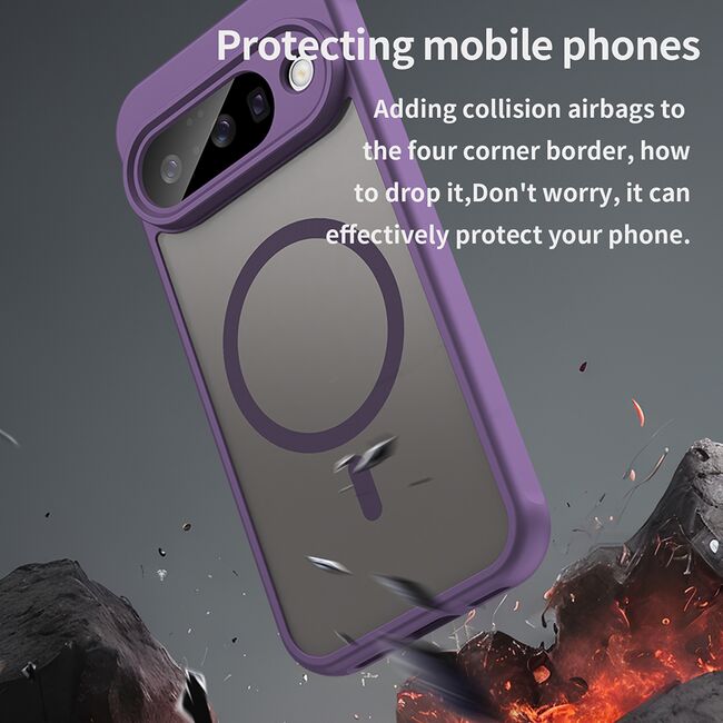 Husa pentru  Google Pixel 10 cu protectie pentru lentile si MagSafe EasyCharge, Ghost Series Anti-ingalbenire, frosted - Mov