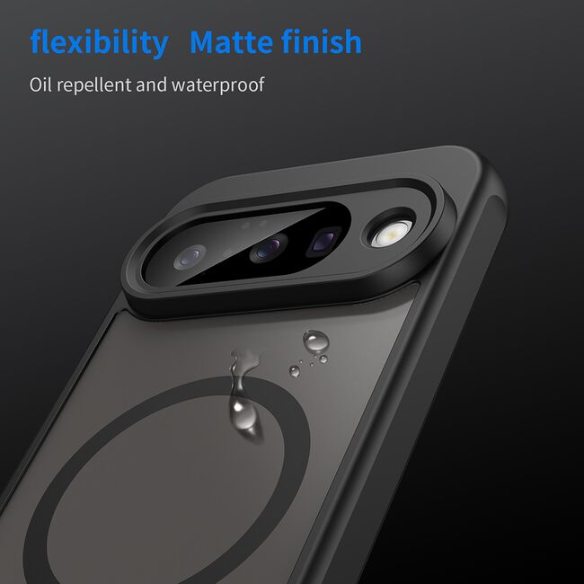 Husa pentru  Google Pixel 10 cu protectie pentru lentile si MagSafe EasyCharge, Ghost Series Anti-ingalbenire, frosted - Negru