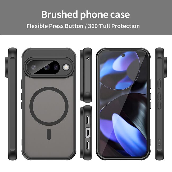 Husa pentru  Google Pixel 10 cu protectie pentru lentile si MagSafe EasyCharge, Ghost Series Anti-ingalbenire, frosted - Negru