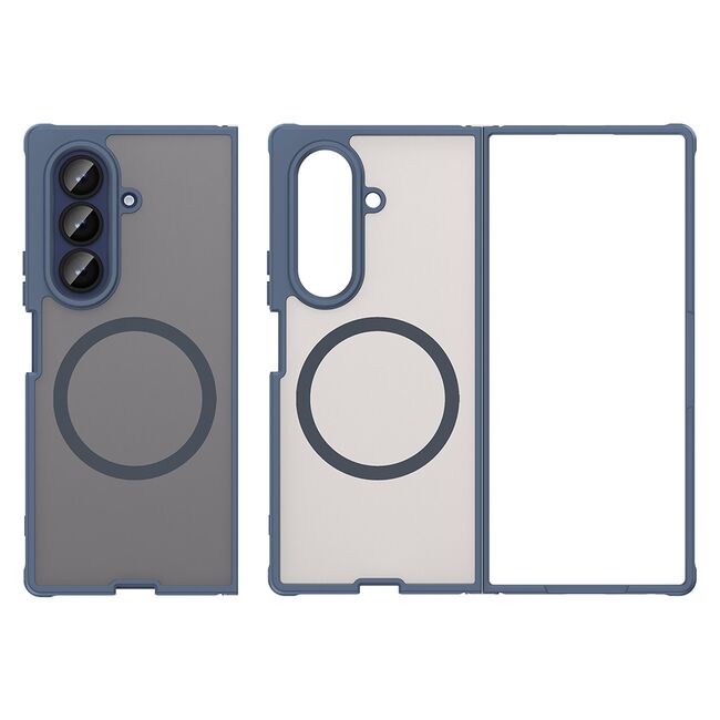 Husa pentru  Samsung Galaxy Z Fold 7 cu protectie pentru lentile si MagSafe EasyCharge, Ghost Series Anti-ingalbenire, frosted - Albastru