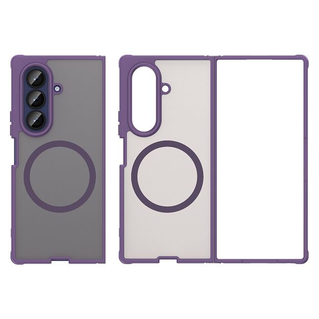 Husa pentru  Samsung Galaxy Z Fold 7 cu protectie pentru lentile si MagSafe EasyCharge, Ghost Series Anti-ingalbenire, frosted - Mov