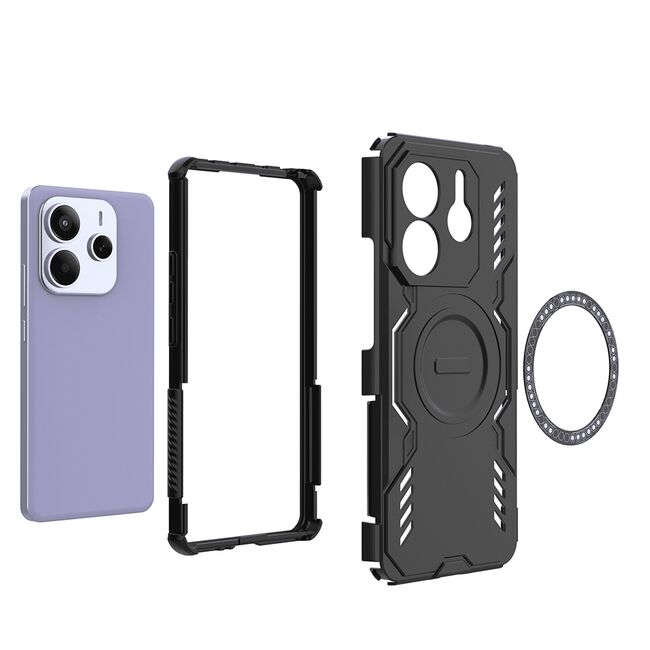 Husa pentru  Xiaomi Redmi Note 14 5G TitanGuard MagGrip Ultra-Rezistenta cu Protectie Camera, Colturi Ranforsate si Compatibilitate MagSafe - Negru