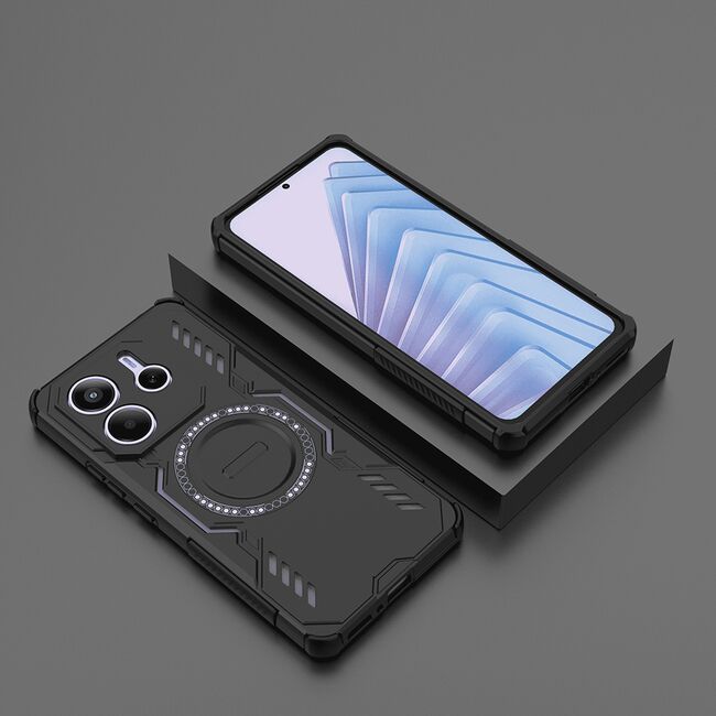 Husa pentru  Xiaomi Redmi Note 14 5G TitanGuard MagGrip Ultra-Rezistenta cu Protectie Camera, Colturi Ranforsate si Compatibilitate MagSafe - Negru