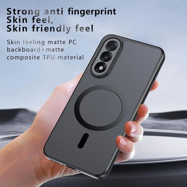 Husa pentru OnePlus Nord 5 cu protectie pentru lentile si MagSafe EasyCharge, Ghost Series Anti-ingalbenire, frosted - Negru