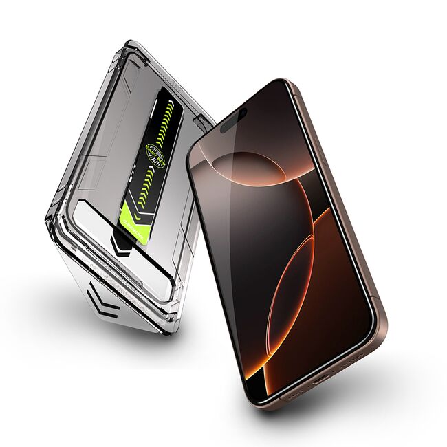 Set 2 x Folie sticla Premium pentru  iPhone 14 Pro Max ClearShield Ultra HD, Aplicare Usoara Easy Install+, Claritate Cristalina, Anti-soc & Anti-Zgarieturi - margini negre