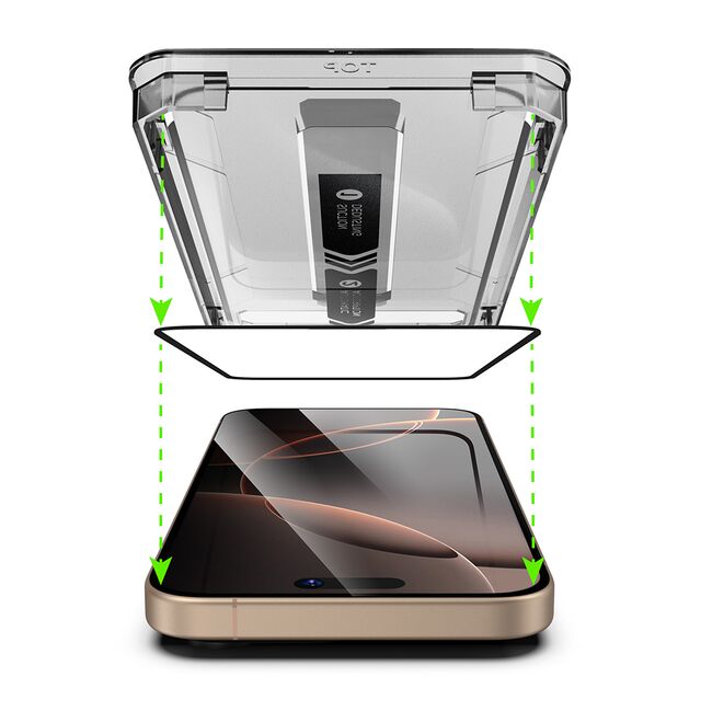 Set 2 x Folie sticla Premium pentru  iPhone 15 Pro Max VisionGuard Luxe Privacy cu Aplicare Instanta Easy Install+, Funcție Anti-Spionaj, Claritate HD și Tehnologie Anti-Praf