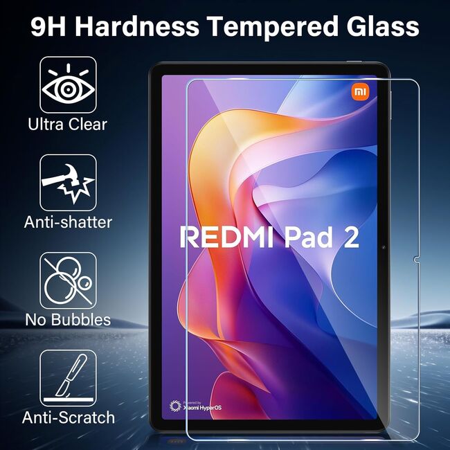 Set 2 x Folie de protectie pentru tableta Xiaomi Redmi Pad 2 2025 11 inch, Tempered Glass, transparenta