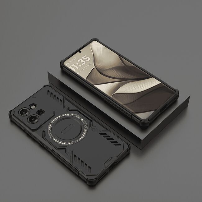 Husa pentru  Motorola Edge 50 TitanGuard MagGrip Ultra-Rezistenta cu Protectie Camera, Colturi Ranforsate si Compatibilitate MagSafe - Negru