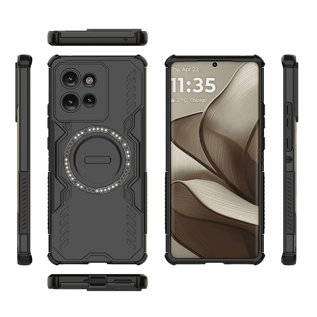 Husa pentru  Motorola Edge 50 TitanGuard MagGrip Ultra-Rezistenta cu Protectie Camera, Colturi Ranforsate si Compatibilitate MagSafe - Negru