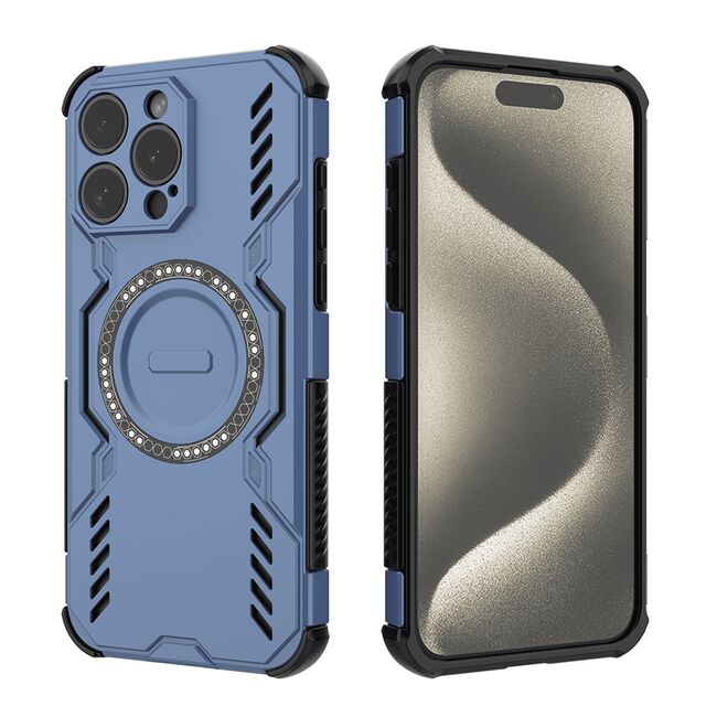 Husa pentru  iPhone 15 Pro Max TitanGuard MagGrip Ultra-Rezistenta cu Protectie Camera, Colturi Ranforsate si Compatibilitate MagSafe - Albastru