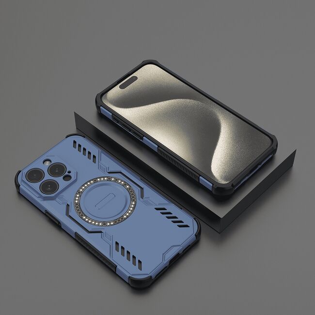 Husa pentru  iPhone 15 Pro Max TitanGuard MagGrip Ultra-Rezistenta cu Protectie Camera, Colturi Ranforsate si Compatibilitate MagSafe - Albastru