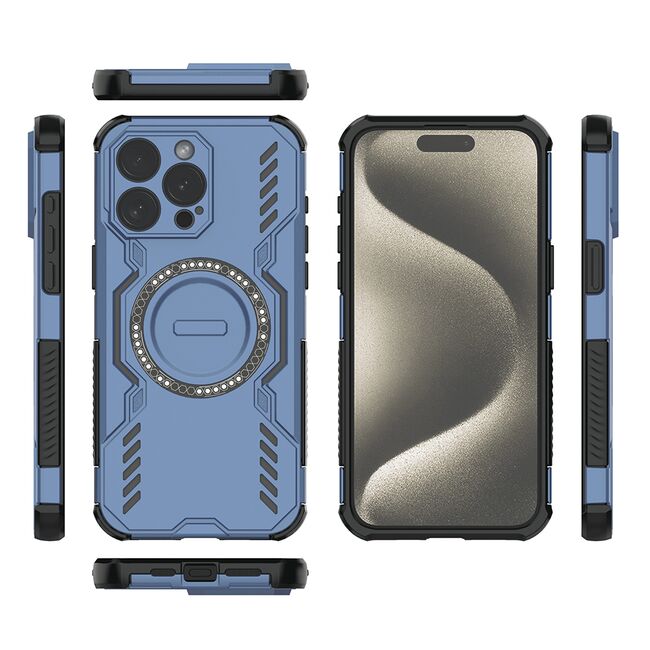 Husa pentru  iPhone 15 Pro Max TitanGuard MagGrip Ultra-Rezistenta cu Protectie Camera, Colturi Ranforsate si Compatibilitate MagSafe - Albastru