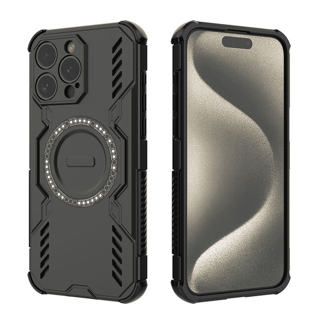Husa pentru  iPhone 15 Pro Max TitanGuard MagGrip Ultra-Rezistenta cu Protectie Camera, Colturi Ranforsate si Compatibilitate MagSafe - Negru