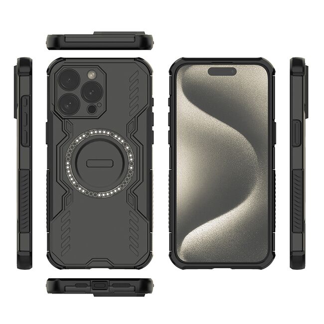 Husa pentru  iPhone 15 Pro Max TitanGuard MagGrip Ultra-Rezistenta cu Protectie Camera, Colturi Ranforsate si Compatibilitate MagSafe - Negru