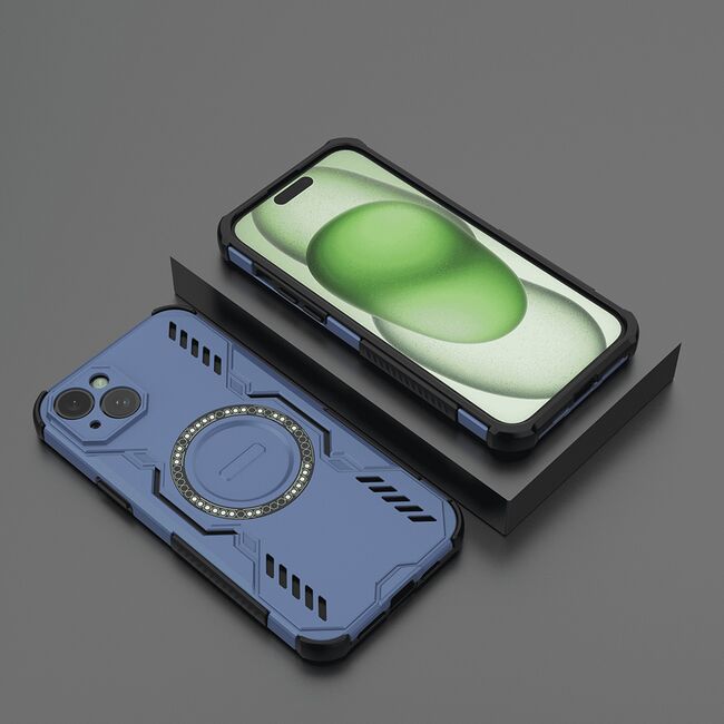 Husa pentru  iPhone 15 TitanGuard MagGrip Ultra-Rezistenta cu Protectie Camera, Colturi Ranforsate si Compatibilitate MagSafe - Albastru