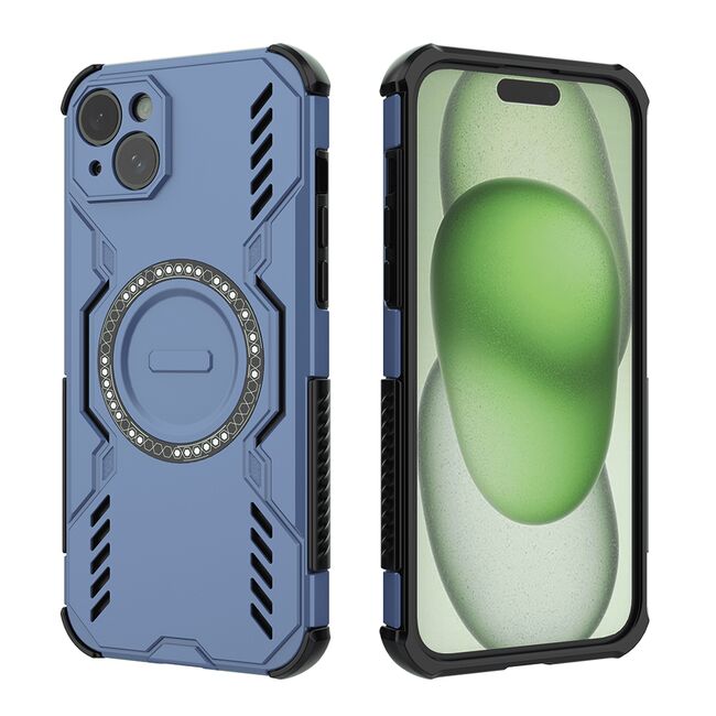 Husa pentru  iPhone 15 TitanGuard MagGrip Ultra-Rezistenta cu Protectie Camera, Colturi Ranforsate si Compatibilitate MagSafe - Albastru