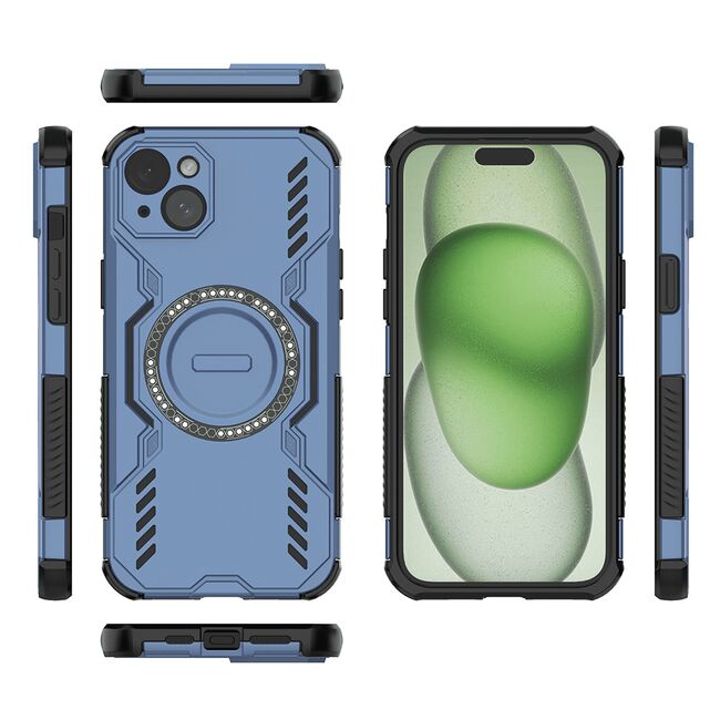Husa pentru  iPhone 15 TitanGuard MagGrip Ultra-Rezistenta cu Protectie Camera, Colturi Ranforsate si Compatibilitate MagSafe - Albastru