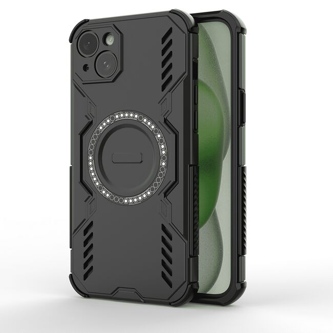 Husa pentru  iPhone 15 TitanGuard MagGrip Ultra-Rezistenta cu Protectie Camera, Colturi Ranforsate si Compatibilitate MagSafe - Negru