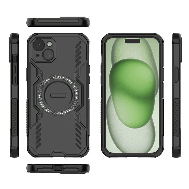 Husa pentru  iPhone 15 TitanGuard MagGrip Ultra-Rezistenta cu Protectie Camera, Colturi Ranforsate si Compatibilitate MagSafe - Negru