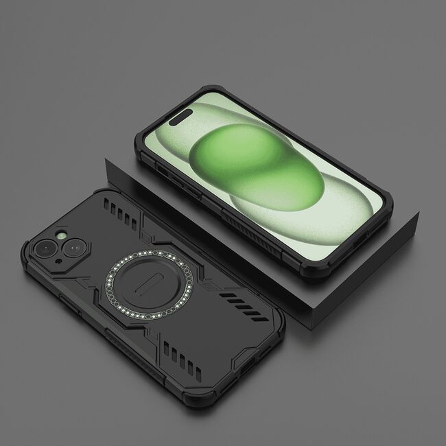 Husa pentru  iPhone 15 TitanGuard MagGrip Ultra-Rezistenta cu Protectie Camera, Colturi Ranforsate si Compatibilitate MagSafe - Negru