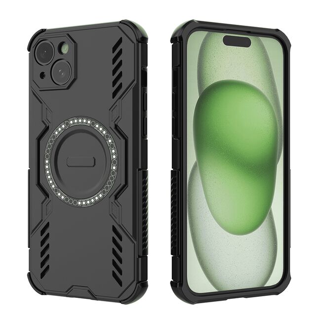 Husa pentru  iPhone 15 TitanGuard MagGrip Ultra-Rezistenta cu Protectie Camera, Colturi Ranforsate si Compatibilitate MagSafe - Negru