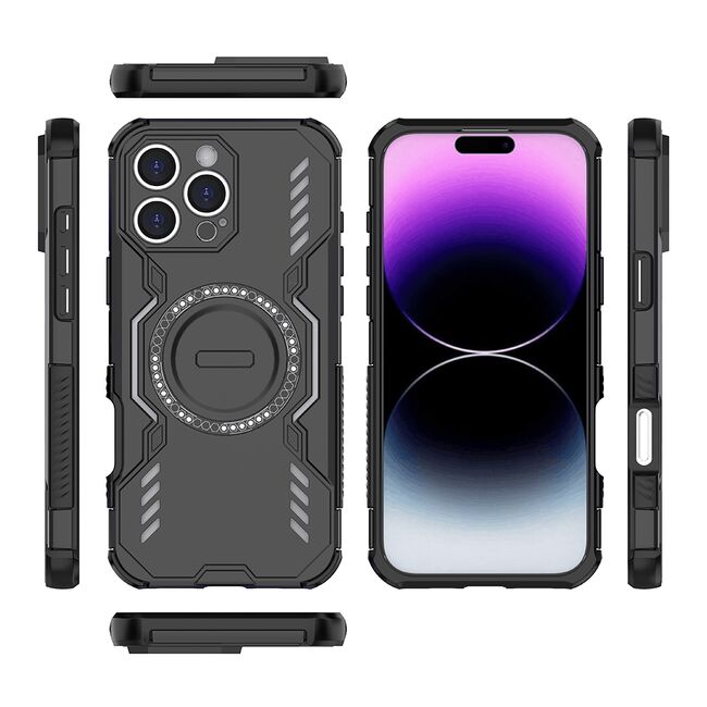 Husa pentru  iPhone 16 Pro TitanGuard MagGrip Ultra-Rezistenta cu Protectie Camera, Colturi Ranforsate si Compatibilitate MagSafe - Negru