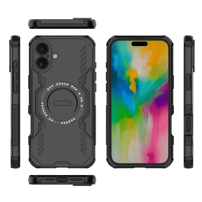Husa pentru  iPhone 16 TitanGuard MagGrip Ultra-Rezistenta cu Protectie Camera, Colturi Ranforsate si Compatibilitate MagSafe - Negru
