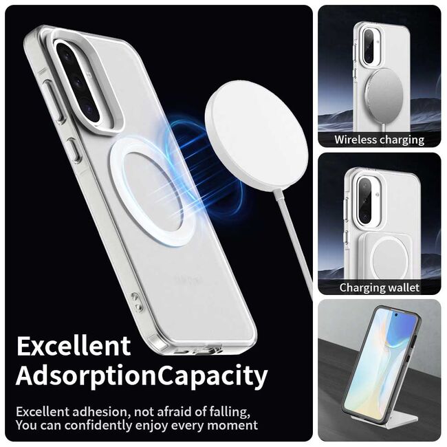 Husa premium pentru  Samsung Galaxy A56 VivaShell Fusion compatibila MagSafe, Anti-Shock - Protectie Avansata Display & Camera - Design Slim și Elegant - Alb
