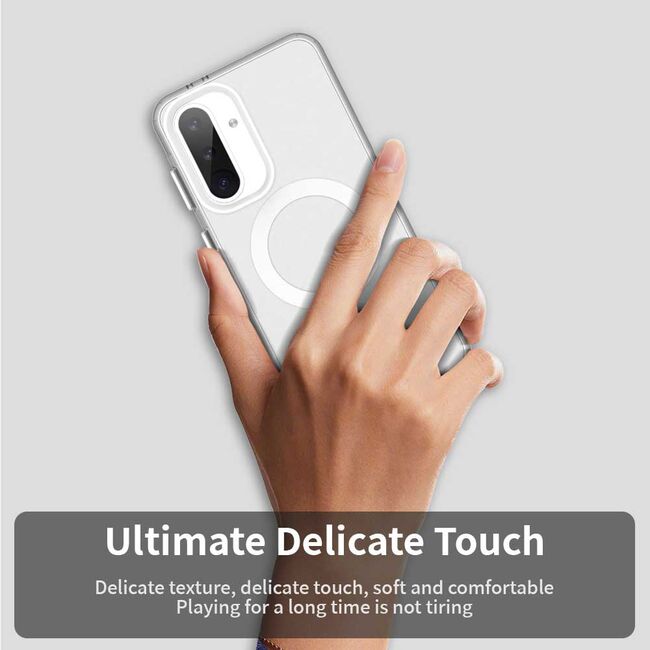 Husa premium pentru  Samsung Galaxy A56 VivaShell Fusion compatibila MagSafe, Anti-Shock - Protectie Avansata Display & Camera - Design Slim și Elegant - Alb