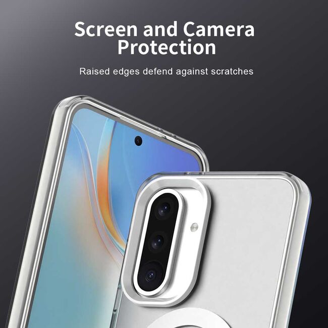Husa premium pentru  Samsung Galaxy A56 VivaShell Fusion compatibila MagSafe, Anti-Shock - Protectie Avansata Display & Camera - Design Slim și Elegant - Alb