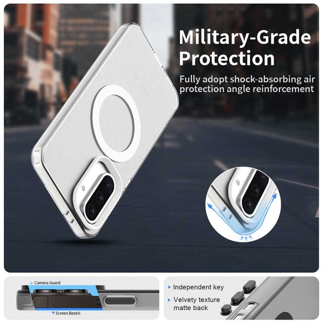 Husa premium pentru  Samsung Galaxy A56 VivaShell Fusion compatibila MagSafe, Anti-Shock - Protectie Avansata Display & Camera - Design Slim și Elegant - Alb