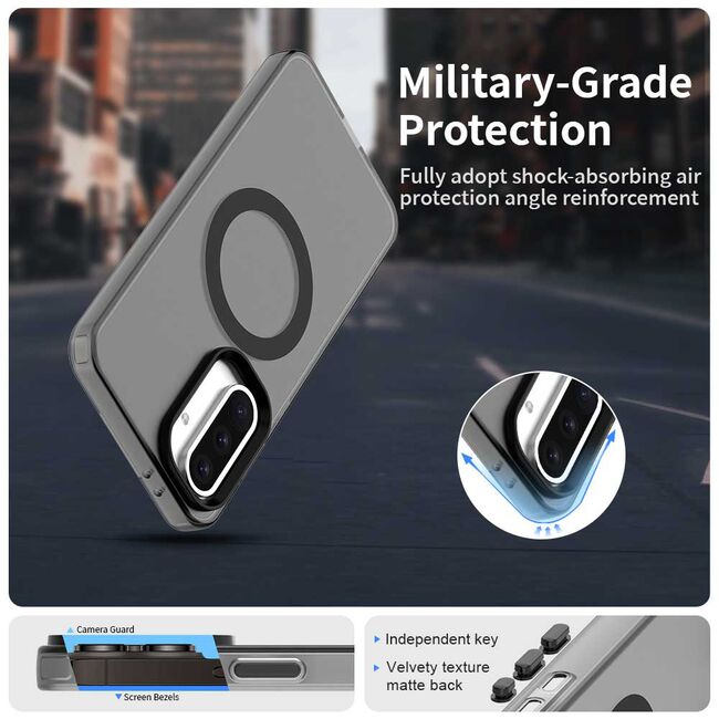 Husa premium pentru  Samsung Galaxy A56 VivaShell Fusion compatibila MagSafe, Anti-Shock - Protectie Avansata Display & Camera - Design Slim și Elegant - Negru