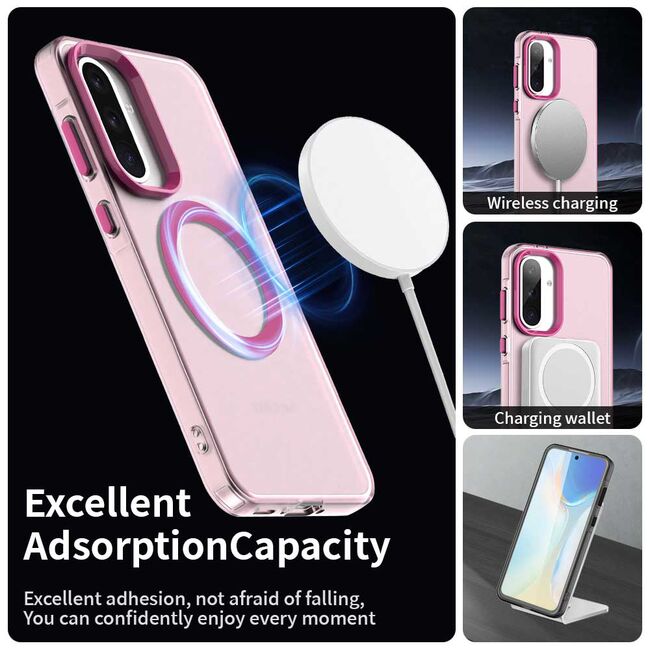 Husa premium pentru  Samsung Galaxy A56 VivaShell Fusion compatibila MagSafe, Anti-Shock - Protectie Avansata Display & Camera - Design Slim și Elegant - Roz