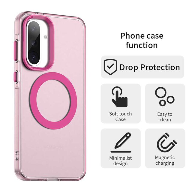 Husa premium pentru  Samsung Galaxy A56 VivaShell Fusion compatibila MagSafe, Anti-Shock - Protectie Avansata Display & Camera - Design Slim și Elegant - Roz