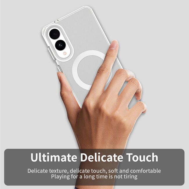 Husa premium pentru  Samsung Galaxy S25 Edge VivaShell Fusion compatibila MagSafe, Anti-Shock - Protectie Avansata Display & Camera - Design Slim și Elegant - Alb