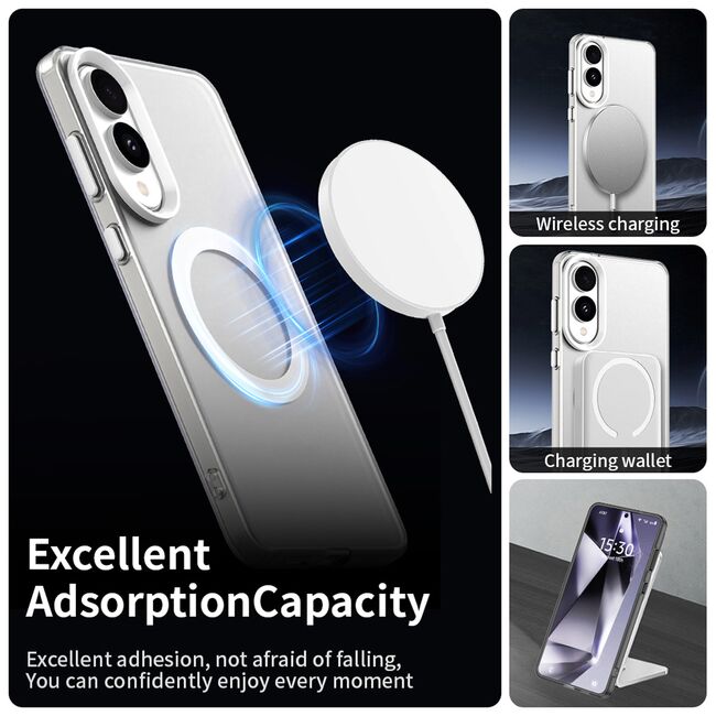 Husa premium pentru  Samsung Galaxy S25 Edge VivaShell Fusion compatibila MagSafe, Anti-Shock - Protectie Avansata Display & Camera - Design Slim și Elegant - Alb