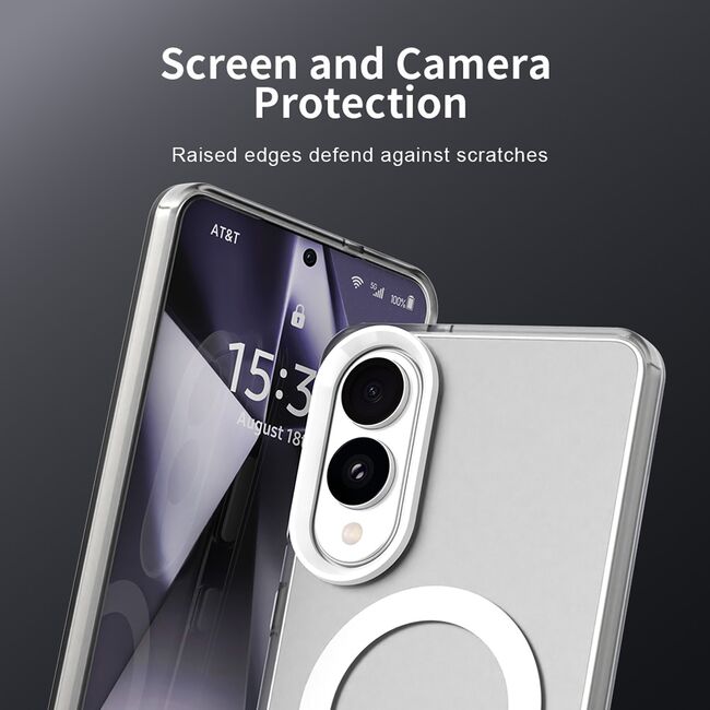 Husa premium pentru  Samsung Galaxy S25 Edge VivaShell Fusion compatibila MagSafe, Anti-Shock - Protectie Avansata Display & Camera - Design Slim și Elegant - Alb