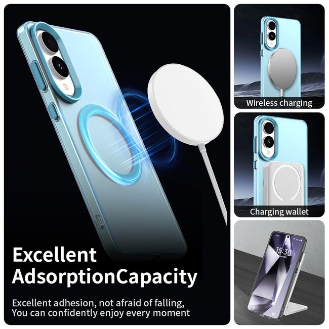 Husa premium pentru  Samsung Galaxy S25 Edge VivaShell Fusion compatibila MagSafe, Anti-Shock - Protectie Avansata Display & Camera - Design Slim și Elegant - Albastru