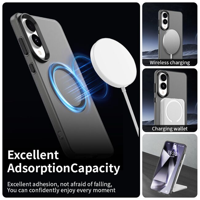 Husa premium pentru  Samsung Galaxy S25 Edge VivaShell Fusion compatibila MagSafe, Anti-Shock - Protectie Avansata Display & Camera - Design Slim și Elegant - Negru