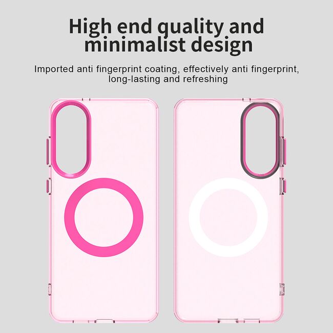 Husa premium pentru  Samsung Galaxy S25 Edge VivaShell Fusion compatibila MagSafe, Anti-Shock - Protectie Avansata Display & Camera - Design Slim și Elegant - Roz