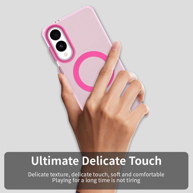 Husa premium pentru  Samsung Galaxy S25 Edge VivaShell Fusion compatibila MagSafe, Anti-Shock - Protectie Avansata Display & Camera - Design Slim și Elegant - Roz